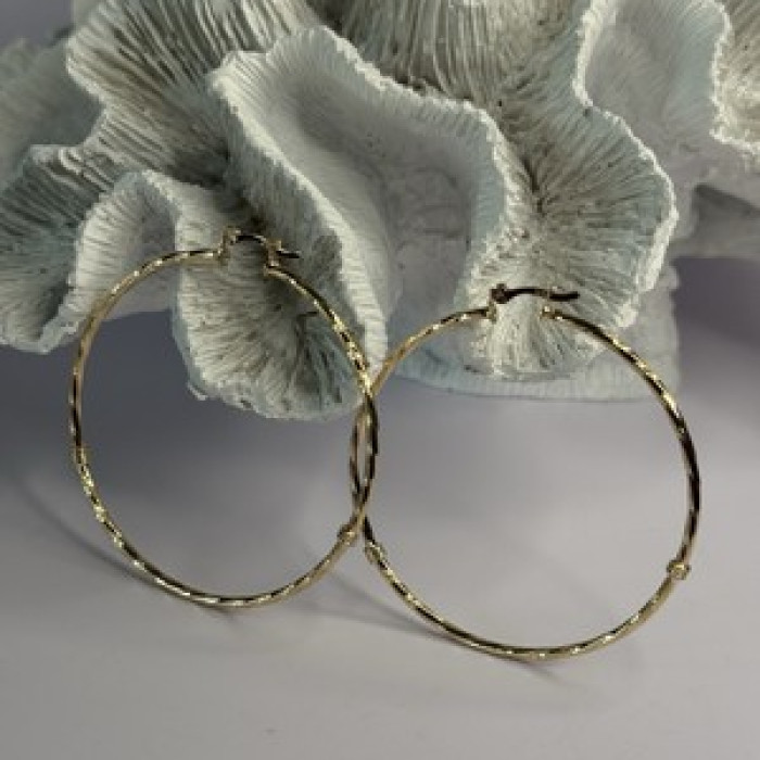 Large Hoop Gold Plated Earrings Length 2.40 Inch