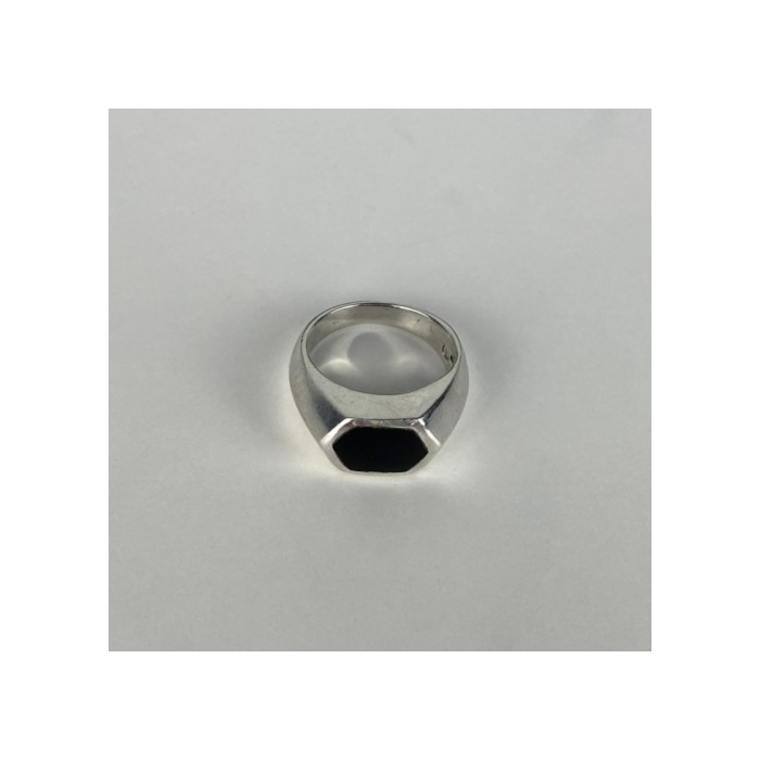 925 Sterling Silver Black Nephrite (Jade)  Ring Size 10