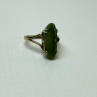 925 Sterling Silver Gold Plated Green Agate Ring Size 6.5