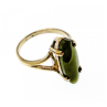 925 Sterling Silver Gold Plated Green Agate Ring Size 6.5