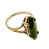 925 Sterling Silver Gold Plated Green Agate Ring Size 6.5