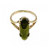 925 Sterling Silver Gold Plated Green Agate Ring Size 6.5