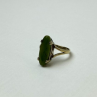 925 Sterling Silver Gold Plated Green Agate Ring Size 6.5