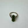 925 Sterling Silver Gold Plated Green Agate Ring Size 6.5