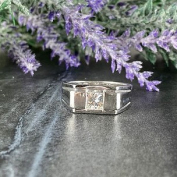 Men'S 925 Sterling Silver White Sapphire Ring Size 11.5