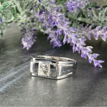 Men'S 925 Sterling Silver White Sapphire Ring Size 11.5