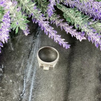 Men'S 925 Sterling Silver White Sapphire Ring Size 11.5