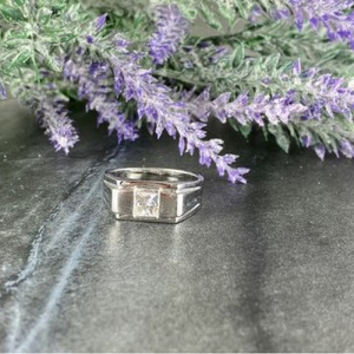 Men'S 925 Sterling Silver White Sapphire Ring Size 11.5