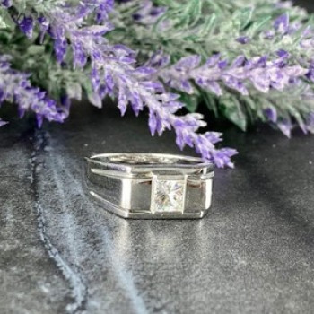 Men'S 925 Sterling Silver White Sapphire Ring Size 11.5