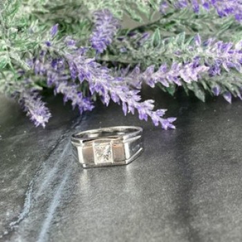 Men'S 925 Sterling Silver White Sapphire Ring Size 11.5