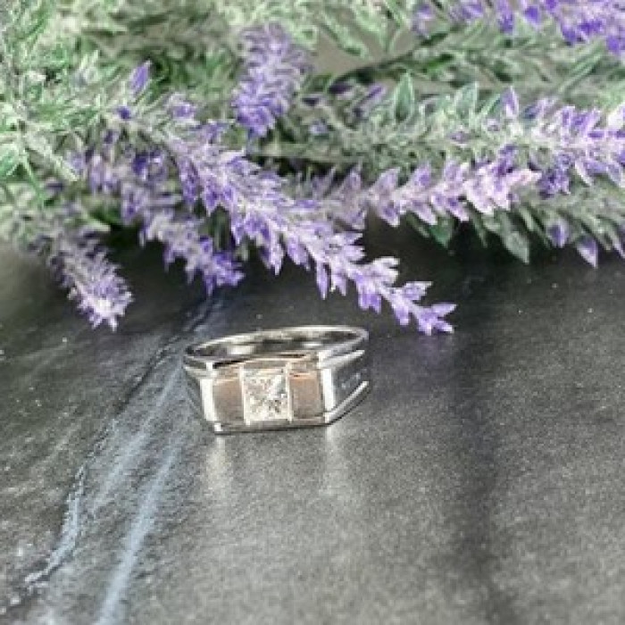 Men'S 925 Sterling Silver White Sapphire Ring Size 11.5
