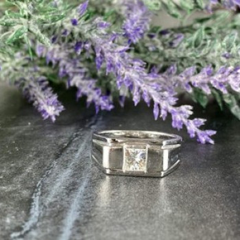 Men'S 925 Sterling Silver White Sapphire Ring Size 11.5