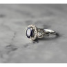 925 Sterling Silver Blue and White Sapphire Ring Size 6.5
