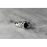 925 Sterling Silver  Blue and White Sapphire Ring Size 6.5