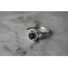 925 Sterling Silver  Blue and White Sapphire Ring Size 6.5