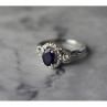 925 Sterling Silver Blue and White Sapphire Ring Size 6.5