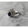 925 Sterling Silver Blue and White Sapphire Ring Size 6.5
