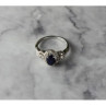 925 Sterling Silver Blue and White Sapphire Ring Size 6.5