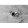 925 Sterling Silver  Blue and White Sapphire Ring Size 6.5