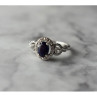 925 Sterling Silver Blue and White Sapphire Ring Size 6.5