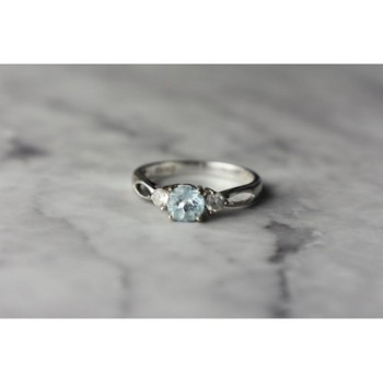 925 Sterling Silver Blue Spinel and CZ Ring Size 7.5