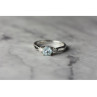 925 Sterling Silver Blue Spinel and CZ Ring Size 7.5