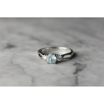 925 Sterling Silver Blue Spinel and CZ Ring Size 7.5