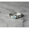925 Sterling Silver Blue Spinel and CZ Ring Size 7.5