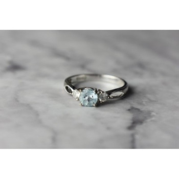 925 Sterling Silver Blue Spinel and CZ Ring Size 7.5