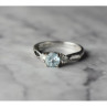 925 Sterling Silver Blue Spinel and CZ Ring Size 7.5