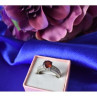 925 Sterling Silver Garnet & CZ Ring Size 6.5
