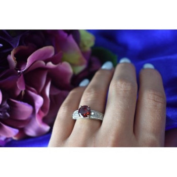 925 Sterling Silver Garnet & CZ Ring Size 6.5