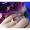 925 Sterling Silver Garnet & CZ Ring Size 6.5