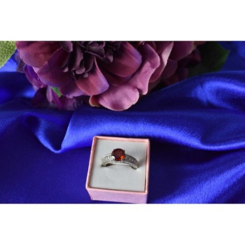 925 Sterling Silver Garnet & CZ Ring Size 6.5