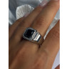 Mens 925 Sterling Silver Sapphire & Beryl Ring Size 10