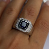 Mens 925 Sterling Silver Sapphire & Beryl Ring Size 10