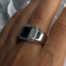 Mens 925 Sterling Silver Sapphire & Beryl Ring Size 10