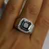 Mens 925 Sterling Silver Sapphire & Beryl Ring Size 10