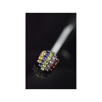 925 Sterling Silver Multi Gemstones Ring Size 8.5