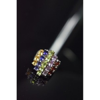 925 Sterling Silver Multi Gemstones Ring Size 8.5