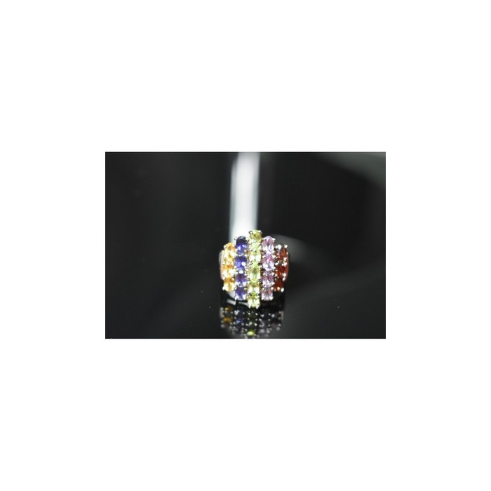 925 Sterling Silver Multi Gemstones Ring Size 8.5