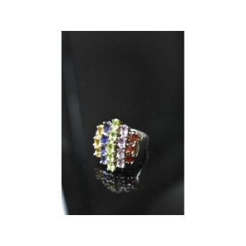 925 Sterling Silver Multi Gemstones Ring Size 8.5
