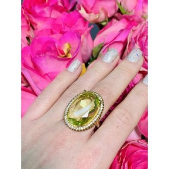 925 Sterling Silver Gold Plated Alpanite Ring Size 9.5