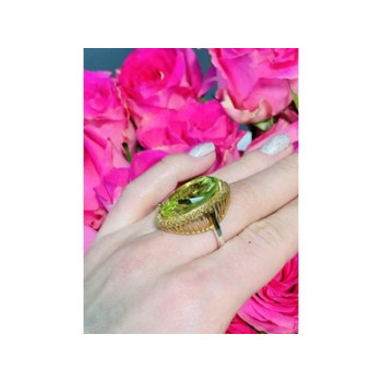 925 Sterling Silver Gold Plated Alpanite Ring Size 9.5