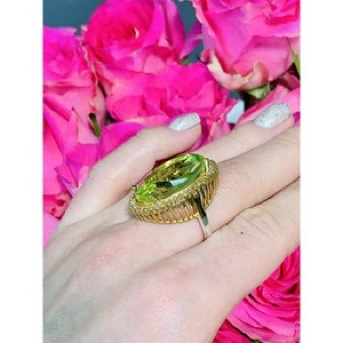 925 Sterling Silver Gold Plated Alpanite Ring Size 9.5