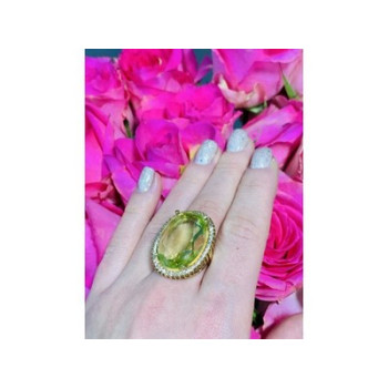 925 Sterling Silver Gold Plated Alpanite Ring Size 9.5