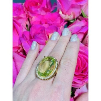 925 Sterling Silver Gold Plated Alpanite Ring Size 9.5