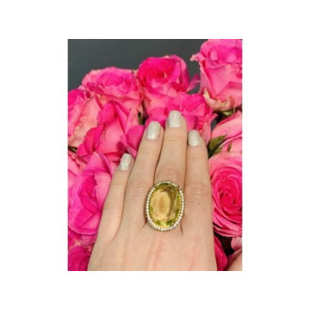 925 Sterling Silver Gold Plated Alpanite Ring Size 9.5