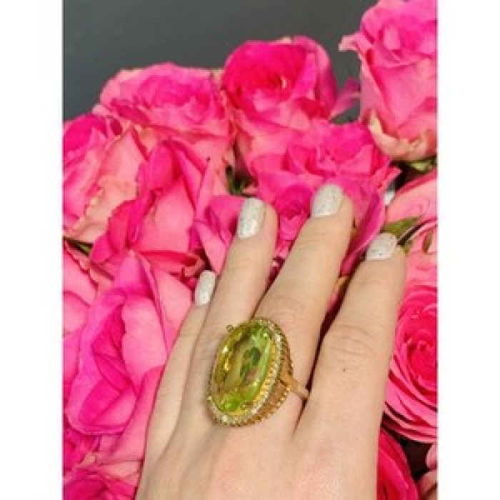 925 Sterling Silver Gold Plated Alpanite Ring Size 9.5