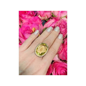 925 Sterling Silver Gold Plated Alpanite Ring Size 9.5